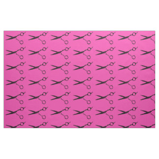 Pink black hair cutting scissors fabric