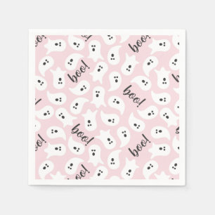 Pink & Black Halloween Ghost Boo Party Napkins