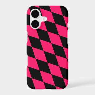 Pink Black Harlequin Diamonds Checkers Design