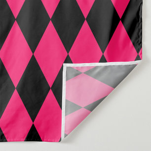 Pink Black Harlequin Diamonds Checkers Design  Fabric