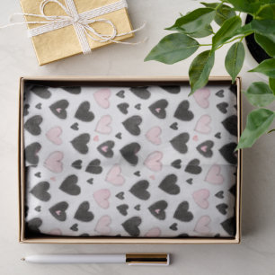 Pink Black Hearts Birthday Tissue Paper