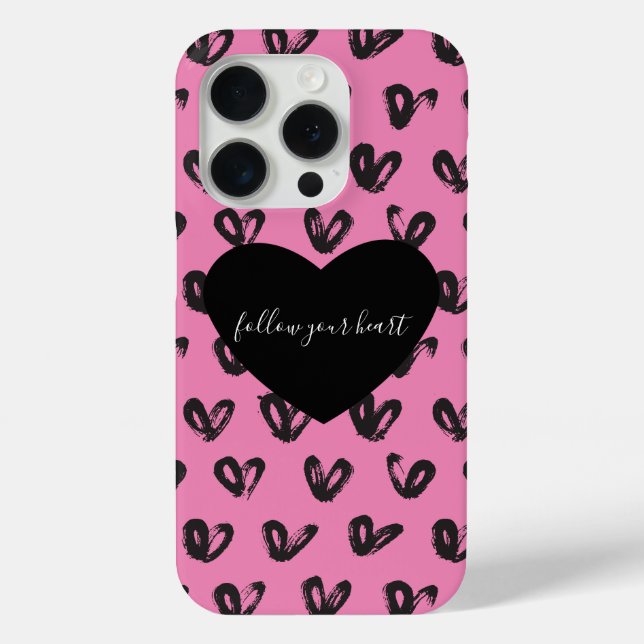 Pink Black Hearts Case-Mate iPhone Case (Back)