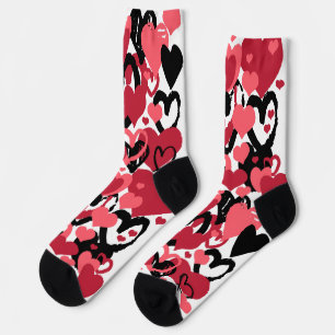 pink black hearts socks