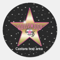 Pink Black Hollywood Gold Star Party Sticker