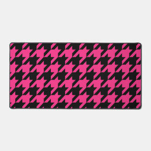Pink Black Houndstooth Check Desk Mat