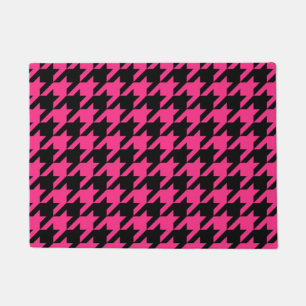 Pink Black Houndstooth Check Doormat