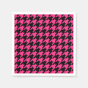 Pink Black Houndstooth Check Napkin