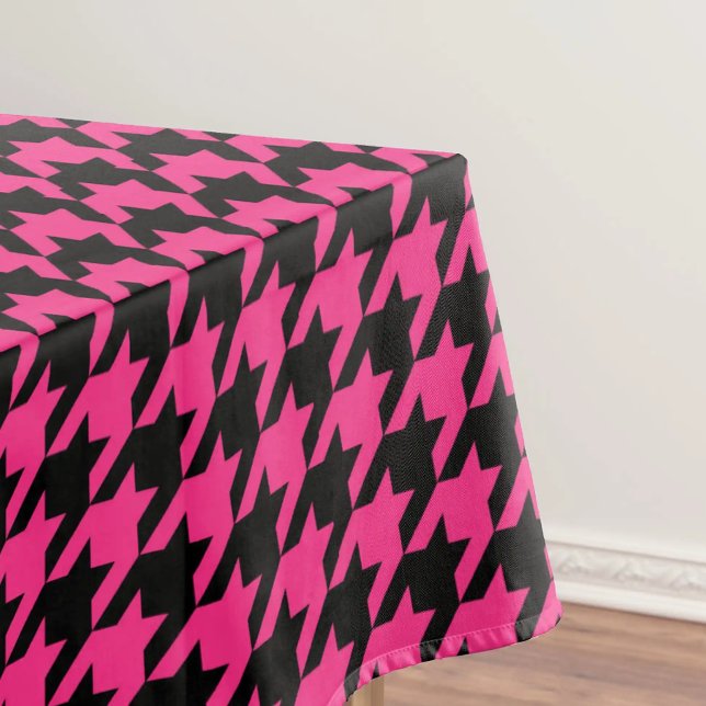 Pink Black Houndstooth Check Tablecloth (Creator Uploaded)