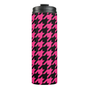 Pink Black Houndstooth Check Thermal Tumbler