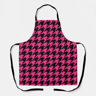 Pink Black Houndstooth Plaid  Apron