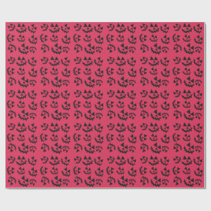 Pink & black Jack o’ lantern faces Wrapping Paper