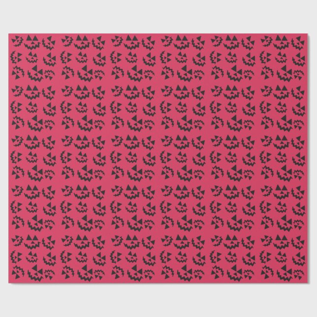 Pink & black Jack o’ lantern faces Wrapping Paper (Flat)