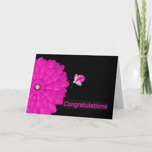 Pink & Black Ladybug Graduation Card