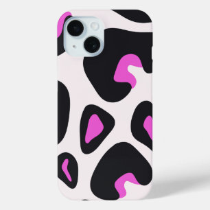 Pink Black Leopard Animal Print iPhone 15 Case