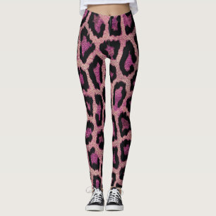 Pink Black Leopard Animal Print Leggings