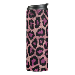 Pink Black Leopard Animal Print Thermal Tumbler