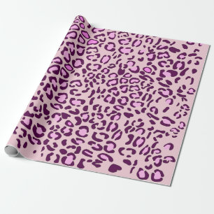 Pink Black Leopard Animal Print Wrapping Paper