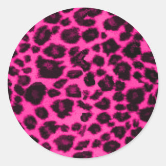 pink/black leopard classic round sticker