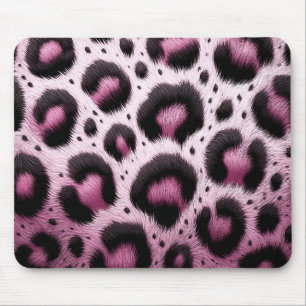 Pink & Black Leopard Fur Animal Print Spots  Mouse Pad