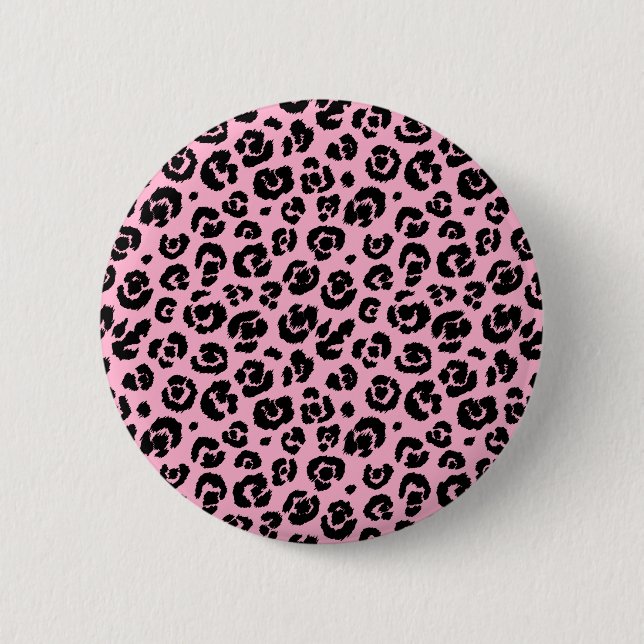 Pink Black Leopard Print 6 Cm Round Badge (Front)