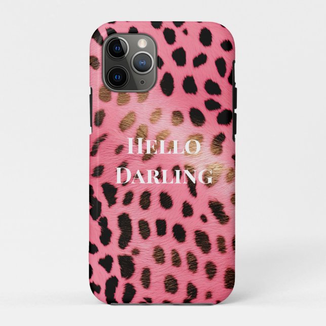 Pink Black Leopard Print Abstract Case-Mate iPhone Case (Back)