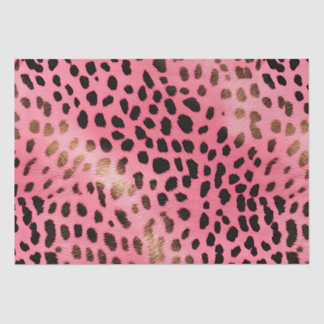 Pink Black Leopard Print Abstract Tissue Paper (Front)