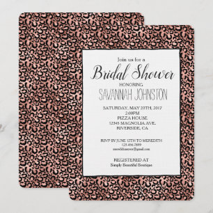 Pink Black Leopard Print Bridal Shower Invitation