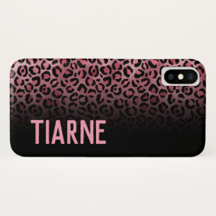 Pink & Black Leopard Print Custom Name Case-Mate i iPhone X Case
