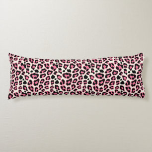 Pink & Black Leopard Print Pattern Body Cushion