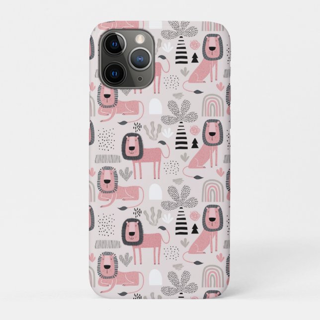 Pink Black Lions Boho Rainbows Case-Mate iPhone Case (Back)