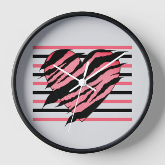 Pink & Black Loveheart Design  Square Wall Clock