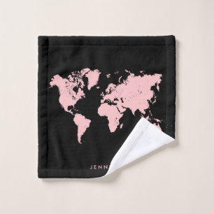 Pink & Black Map Bath Towel Set