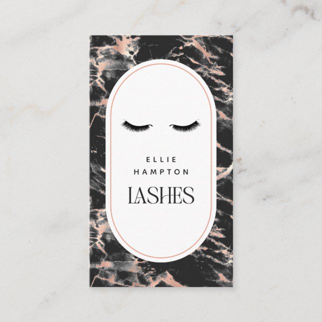 Pink Black Marble Arch Lashes Beauty Customisable  Business Card (Front)