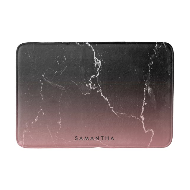 Pink & Black Marble Bath Mat (Front)