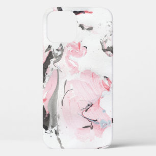 Pink Black Marble: Hand Drawn iPhone 12 Case