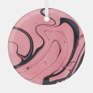 Pink Black Marble Hand Drawn Glass Tree Decoration