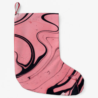 Pink Black Marble Hand Drawn Small Christmas Stocking