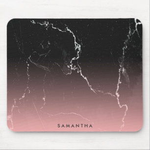Pink & Black Marble Mouse Pad