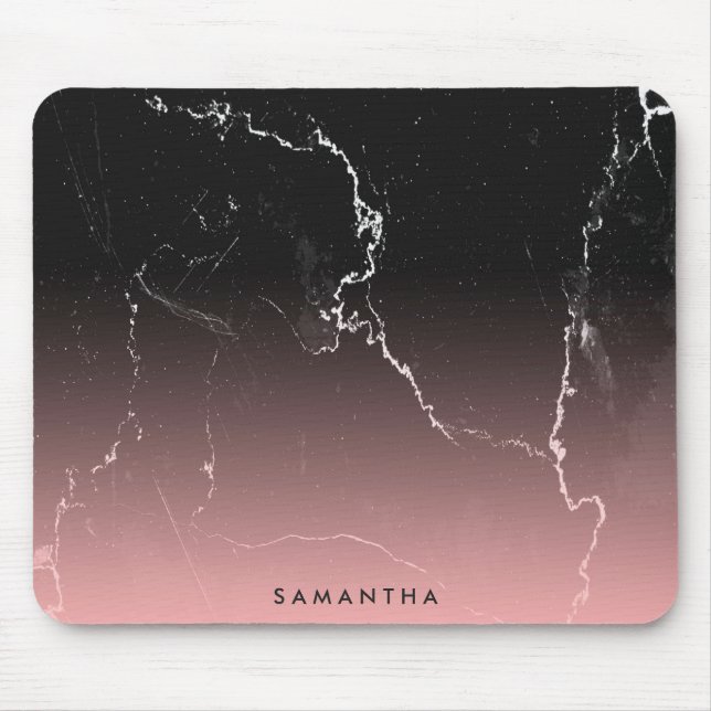 Pink & Black Marble Mouse Pad (Front)