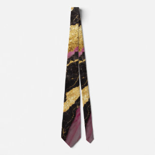 Pink Black Marble Pattern with Gold Tie