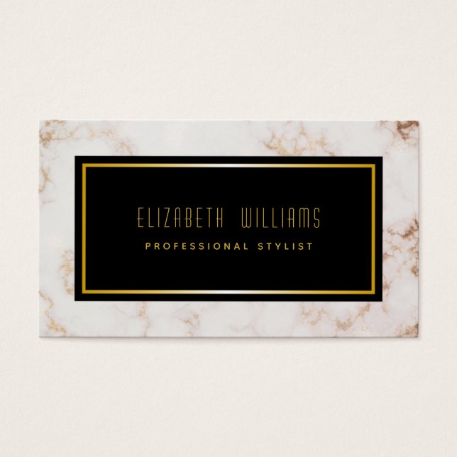 Pink Black Marble Stylist Business Cards (Front)