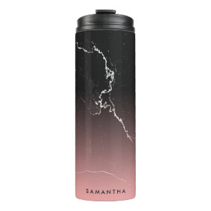 Pink & Black Marble Thermal Tumbler