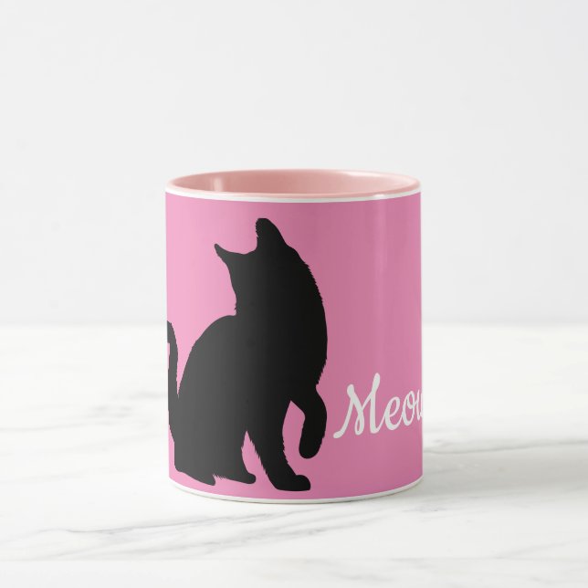 Pink Black Meow Cat  Mug (Center)
