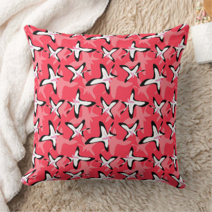 Pink black modern abstract flowers  cushion