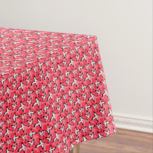 Pink black modern abstract flowers tablecloth