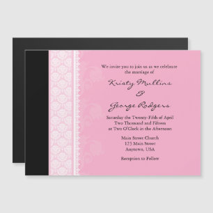 Pink Black Modern Magnetic Wedding Invitation