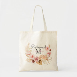 Pink Black Monogram Initial Script Name  Tote Bag