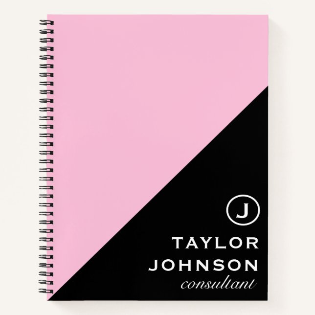 Pink & Black Monogram Professional Notebook (Front)