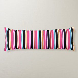 Pink Black Multi-coloured Colours Stripes Body Cushion
