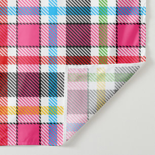 Pink Black Multicolour Flannel Plaid Tartan Fabric